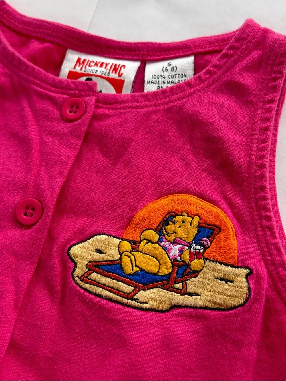 1990s Mickey Inc Winnie the Pooh Tank Dress With Shorts Flowers S 6-8